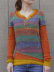 new multicolor stitching striped long-sleeved sweaters NSLK11355