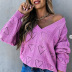 new casual loose solid color chain link knit sweater  NSLK11358