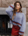 nuevo suéter suelto casual con costuras de color sólido NSLK11371