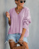 women s casual solid color sexy loose V-neck sweater  NSLK11375
