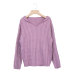 women s casual solid color sexy loose V-neck sweater  NSLK11375