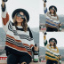 new striped stitching contrast color sweater  NSLK11378