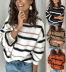 women s new products casual striped stitching sweater  NSLK11384