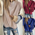 new solid color round neck loose knit sweater  NSLK11387