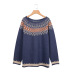 new casual solid color printed knit sweater NSLK11392