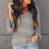 sexy print V-neck stitching long-sleeved sweater  NSLK11406