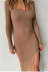 sexy long-sleeved high slit dress NSLD11473