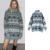 Loose thin geometric pattern jacquard design knitted sweater NSLD11477