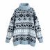 Loose thin geometric pattern jacquard design knitted sweater NSLD11477