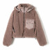 leisure short hooded faux shearling coat NSLD11515