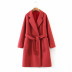 casual fashion all-match extended high-waist lace-up woolen coat   NSLD11530