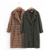 fashionable plaid double-breasted long woolen coat  NSLD11532