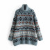 jacquard loose knit mid-length sweater NSLD11569