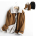 Fall/winter lapel collar short pure color zipper coat NSLD11574