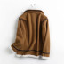 Fall/winter lapel collar short pure color zipper coat NSLD11574