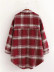 contrast color plaid long lapel woolen coat   NSLD11576
