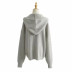 thick loose and thin hooded gray sweater cardigan NSLD11662