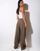Fashion houndstooth pattern high waist wide leg pants NSLD11705