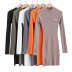 casual solid color long-sleeved hem split hip dress NSLD11769