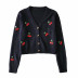 fashion cherry embroidery short sweater NSLD11792