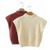 shoulder pads sleeveless half high neck sweater NSLD11842