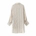 Beige pleated texture long blouse  NSAM11873