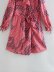 Pink printed stand collar bow dress NSAM11895
