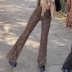 women s leopard-print mesh double-layer elegant straight pants NSLQ12068
