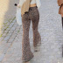 women s leopard-print mesh double-layer elegant straight pants NSLQ12068