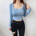 collar solid color long-sleeved shirt NSLQ12137