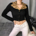 leopard-print terry collar T-shirt   NSLQ12170
