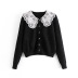 embroidery large lapel doll collar knitted cardigan NSAM12258
