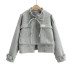 zipper casual simple big pocket plaid short jacket  NSLD12304