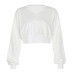 summer small V-neck wild white sweatershirt NSLQ12411