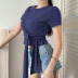 letters embroidery hollow slim umbilical strap short-sleeved top NSLQ12414