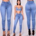 Fashion casual elastic waist slim jeans NSYF12464