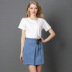 high-waist bow tie A-line denim skirt  NSDT12624