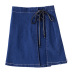 high-waist bow tie A-line denim skirt  NSDT12624
