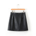 short black high waist double zipper PU skirt  NSAM13175