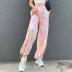 fashion tie-dye pink letter printing sweatpants NSLQ13203