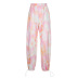pantalones de chándal con estampado de letras rosa teñido anudado de moda NSLQ13203