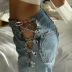 Chain Stitching Casual Wide Leg Denim Pants  NSLQ13215