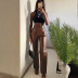 fashion double pocket long slim PU leather pants  NSSU13253