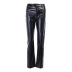 fashion double pocket long slim PU leather pants  NSSU13253