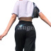 fashion rhinestone letter trim slim-fit trousers  NSSU13564