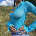 fashion sexy perspective V-neck mesh slim long-sleeved T-shirt NSSU13581