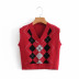 hit color plaid knitted vest   NSLD13667