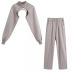 autumn women s elastic jogging pants two-piece suit NSLD13674