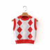 contrast color plaid knitted vest  NSLD13698