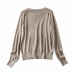 round neck pullover solid knitted top NSLD13804